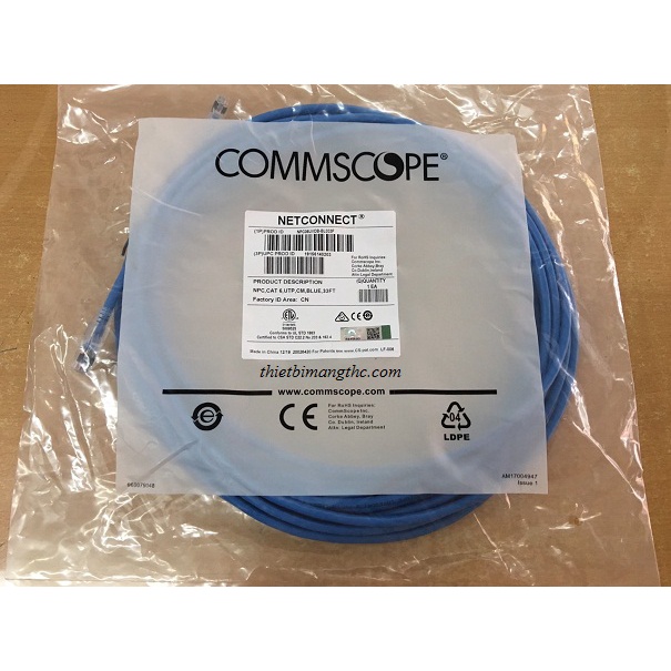 Dây cáp mạng AMP Commscope Cat 6 UTP Blue 100/1000 dai 5M, 10M, 15M chuẩn đồng 100%