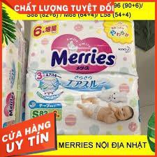 Bỉm Merries Nội Địa Nhật cộng miếng full size NB90+6 / S82+6 / M64+4 / L58 / M58+6 / L44+6 / XL38+6 / XXL26+2