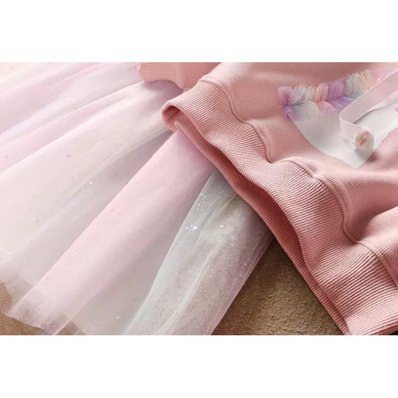 Set váy đầm kỳ lân công chúa cho bé gái - kèm ảnh thật