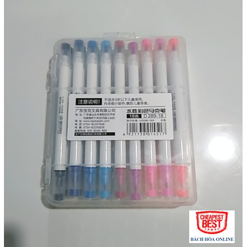 [FREESHIP EXTAR] Bút Marker, Lông Màu, Highlighter, Calligraphy 18 Màu, Nhỏ Gọn, Xinh Xắn, 2 Đầu BaoKe Ms 298-18