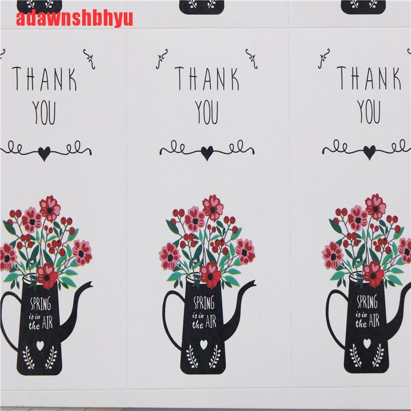 Set 60 Nhãn Giấy In Chữ Thankyou Và Hoa Làm Bằng Tay