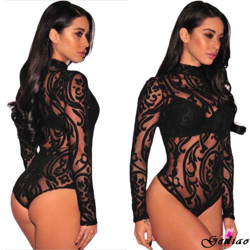 Bộ bodysuit dài tay phối ren cho nữ phong cách gợi cảm quyến rũ | BigBuy360 - bigbuy360.vn