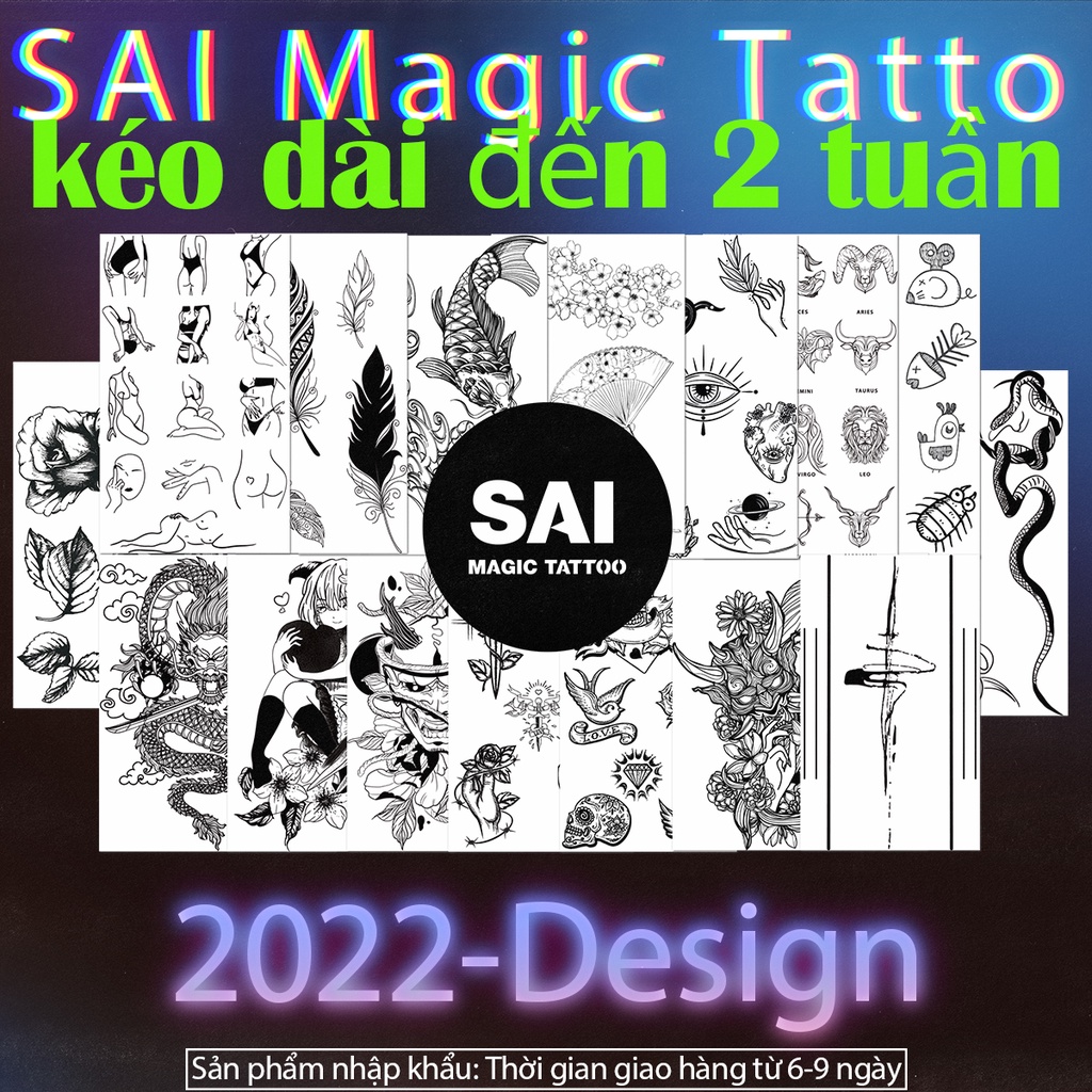 【SAI Magic Tattoo】Hình xăm ma thuật ; Hình xăm kéo dài đến 2 tuần; hình xăm dán chống nước Hình xăm tạm thời Hình xăm giả