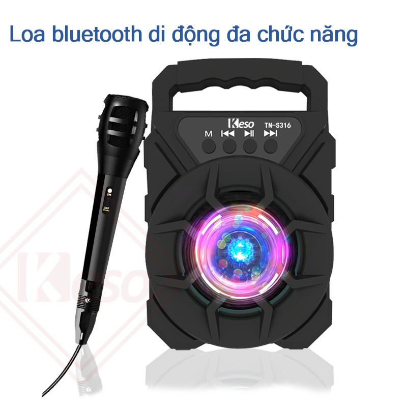Mẫu mới nhất! Loa Bluetooth TN-S316, di động, âm thanh tốt, bass nặng, đèn nhấp nháy.