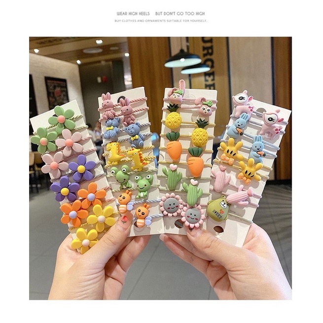 Set 10 Dây Buộc Tóc Cho Bé Gái Nhiều Hình Siêu Dễ Thương