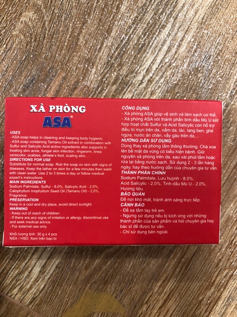 Xà phòng ASA: mụn, ghẻ, nám da, á sừng...(1 hộp 4 cục) | BigBuy360 - bigbuy360.vn