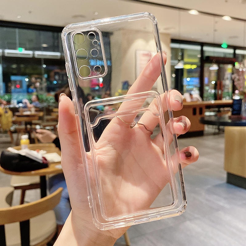 Ốp Điện Thoại Trong Suốt Mỏng Có Ngăn Đựng Thẻ Cho VIVO Y12S Y20 Y20i Y20S Y33S Y12 Y15 Y17 Y30 Y50 Y31S Y91 Y93 Y95 Y55 V21 S1 Pro