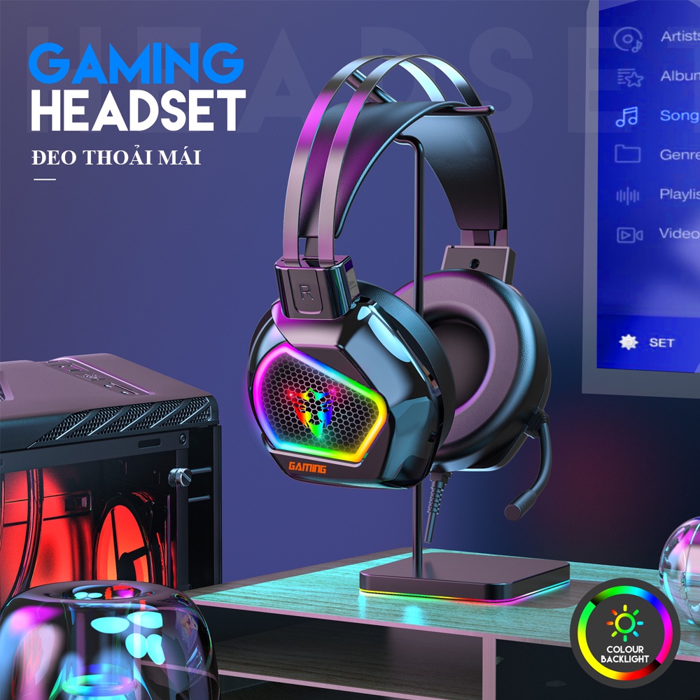 Tai Nghe Chụp Tai Gaming Có Dây Kèm Mic G601 Phiên Bản Dùng Giắc Cắm USB Tích Hợp 3 Trong 1