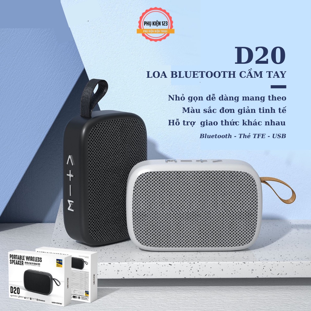 Loa Bluetooth không dây cầm tay Wekome D20 USB V5.0 kiểu dáng thời trang