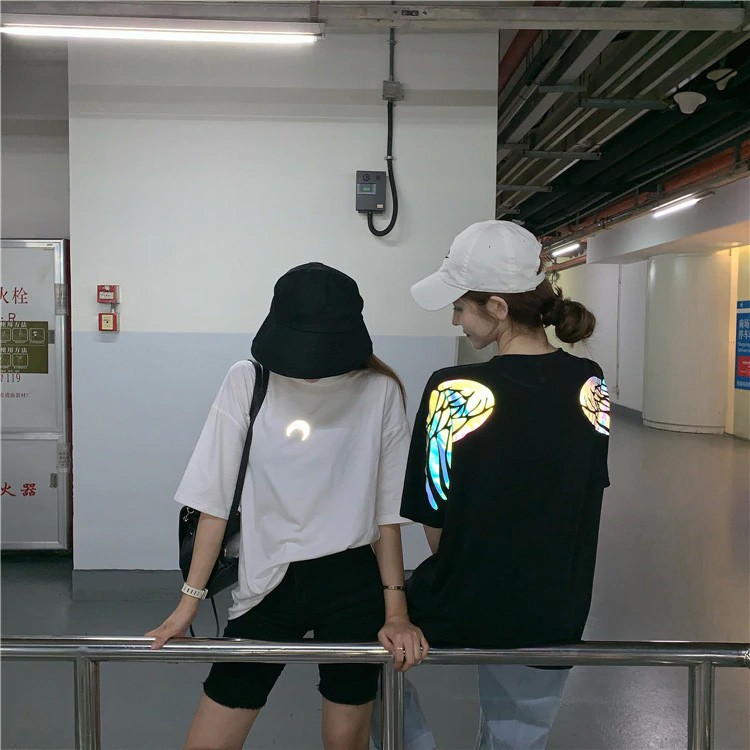 Áo thun Phản Quang 7 Màu Tay Lỡ Nam Nữ Đôi Cánh Vai