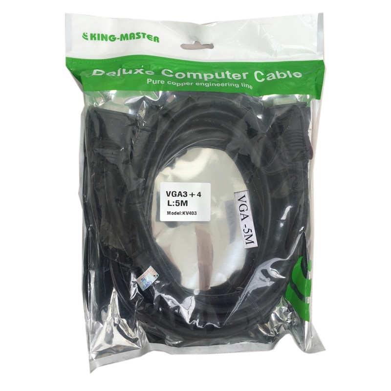 Cáp VGA 5m KingMaster KV403 (3+4) FullHD sắc nét - Hàng chính hãng