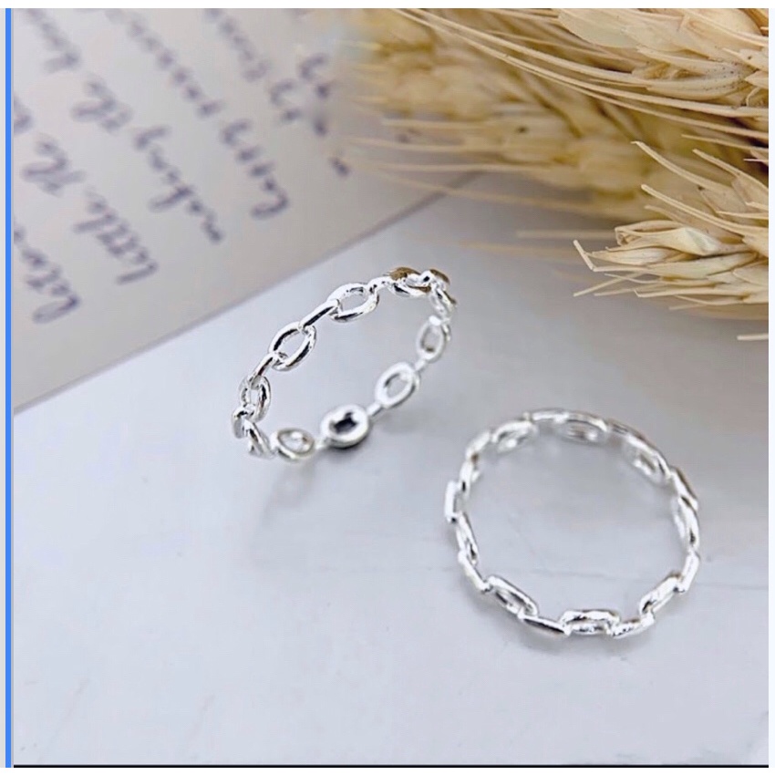 Nhẫn Bạc Ta CaoBac Jewellery Cho Nữ Kiểu Trơn Không Đính Đá Hoạ Tiết Chuỗi Xích Unisex Basic