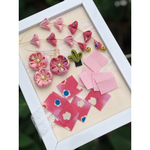 Phụ liệu tự làm kẹp Kanzashi bằng vải Chirimen