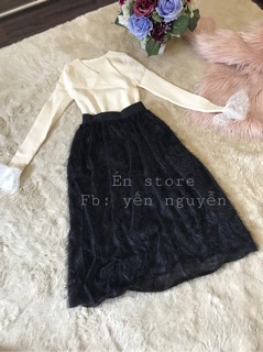 Áo len tăm tay phối ren