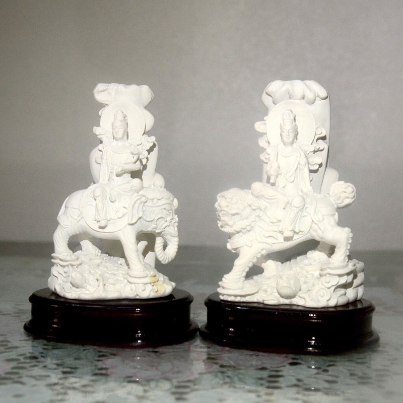 Bộ tượng bồ tát văn thù,phổ hiến đứng cao 11cm