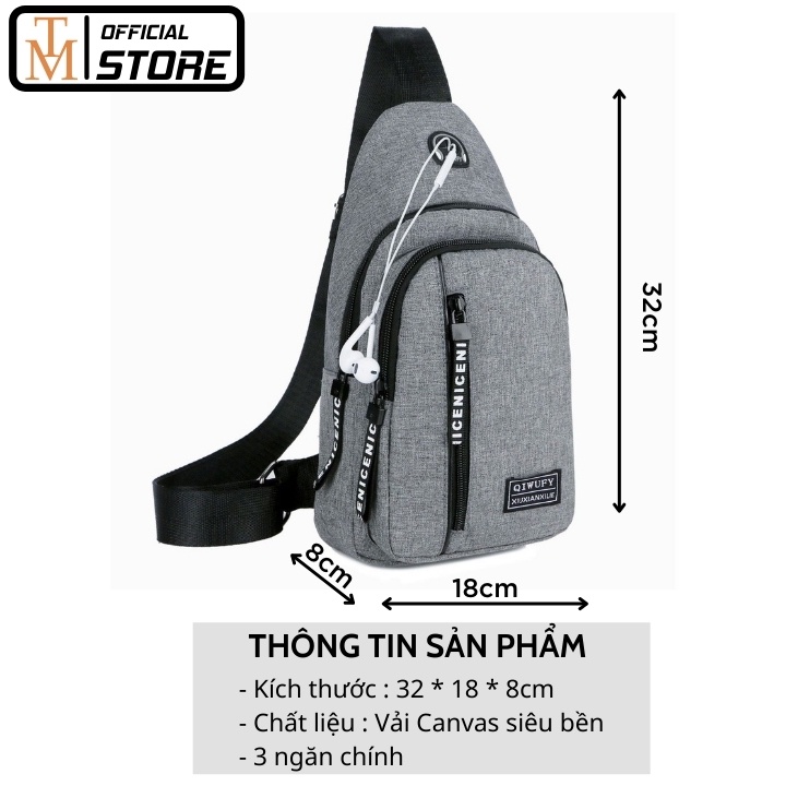 Túi đeo chéo nam vải canvas TC92 phong cách thời trang Hàn Quốc