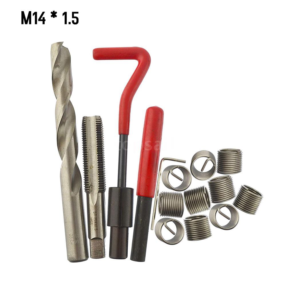 ☪Top☪ 15Pcs Metric Thread Repair Insert Kit M5 M6 M8 M10 M12 M14 Helicoil Car Pro Coil Tool M14 * 1.5