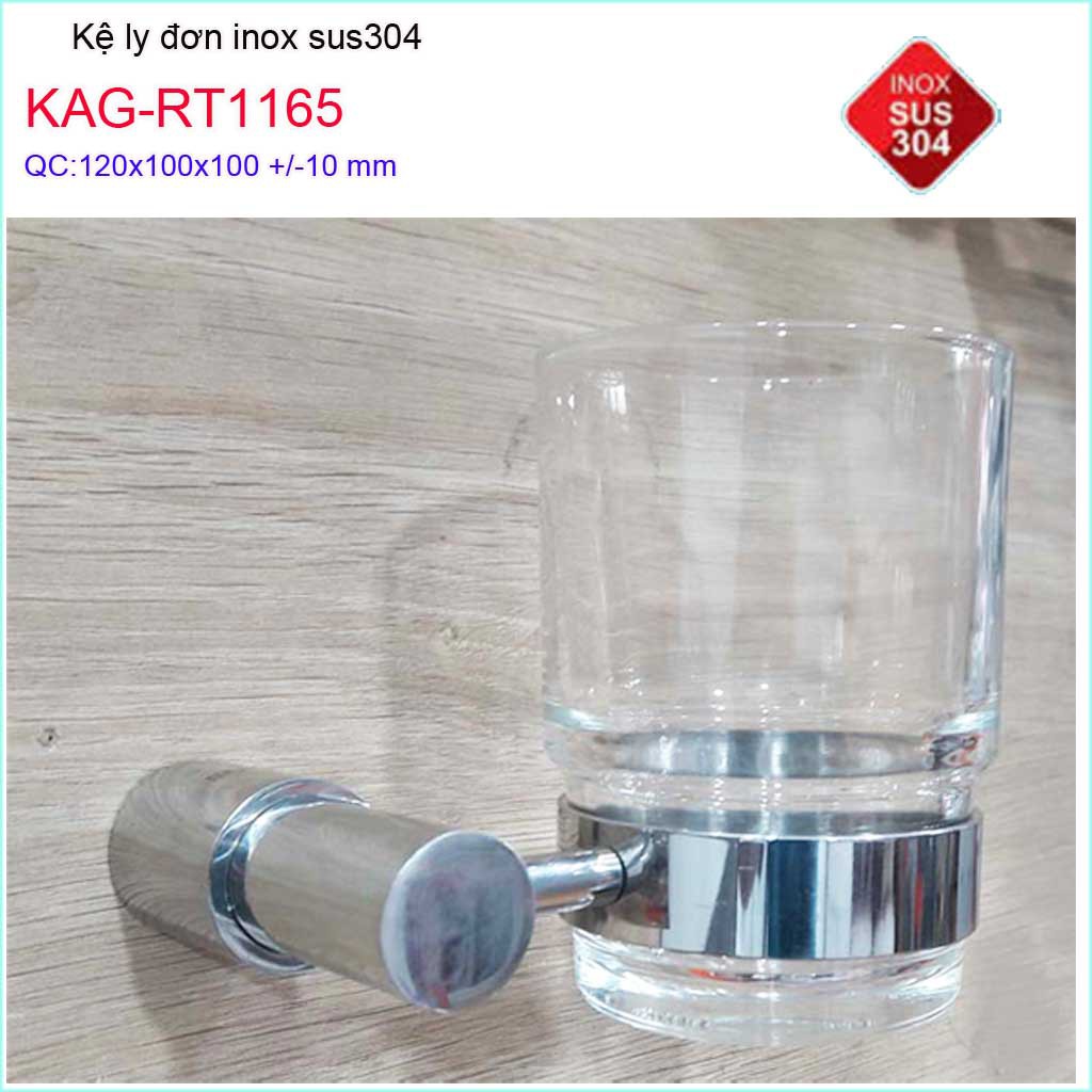 Kệ ly đơn inox KAG-RT1165, kệ để kem đánh răng bàn chải đế tiện tròn đúc thiết kế tuyệt đẹp siêu bền sử dụng tốt