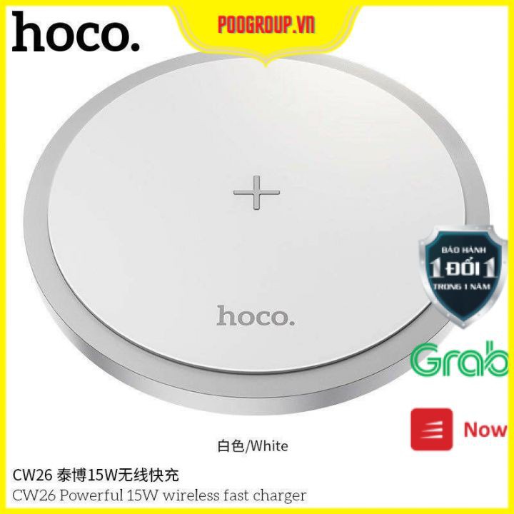 (Chính hãng, BH 1 năm) Đế sạc nhanh không dây 15W Hoco CW26 / CW6pro poogroup