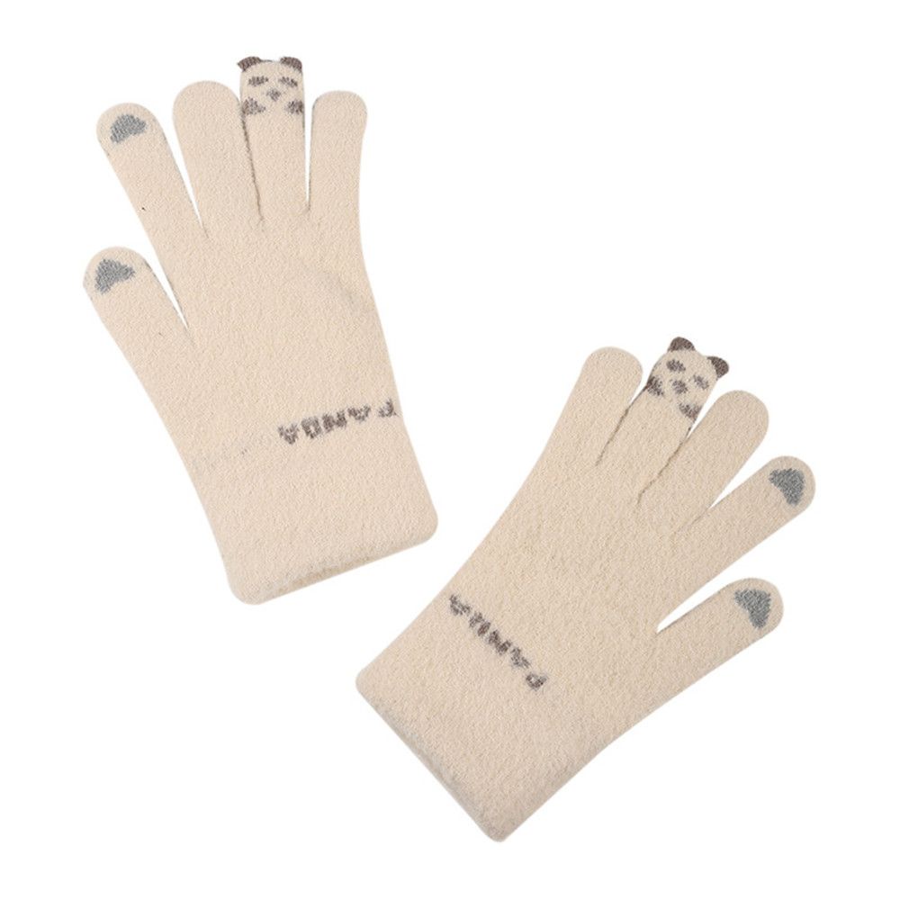 Okdeals Găng Tay Dệt Kim Dày Dặn Ấm Áp Hình Mèo Hoạt Hình Có Thể Chạm Màn Hình Cảm Ứng Mùa Đông Cho Nữ Ngoài Trời