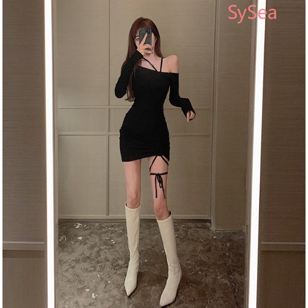 Đầm Tank Top Tay Dài Cổ Yếm Thời Trang Mùa Thu Cho Nữ