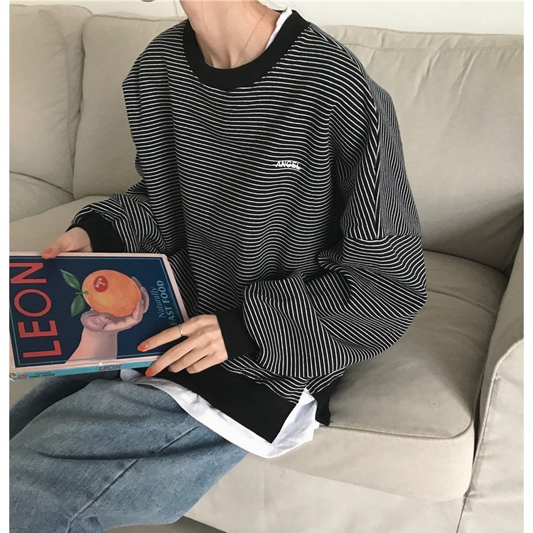 SUXI  Áo Thun Nữ Dài Tay Cổ Tròn Thời Trang Hàn Quốc