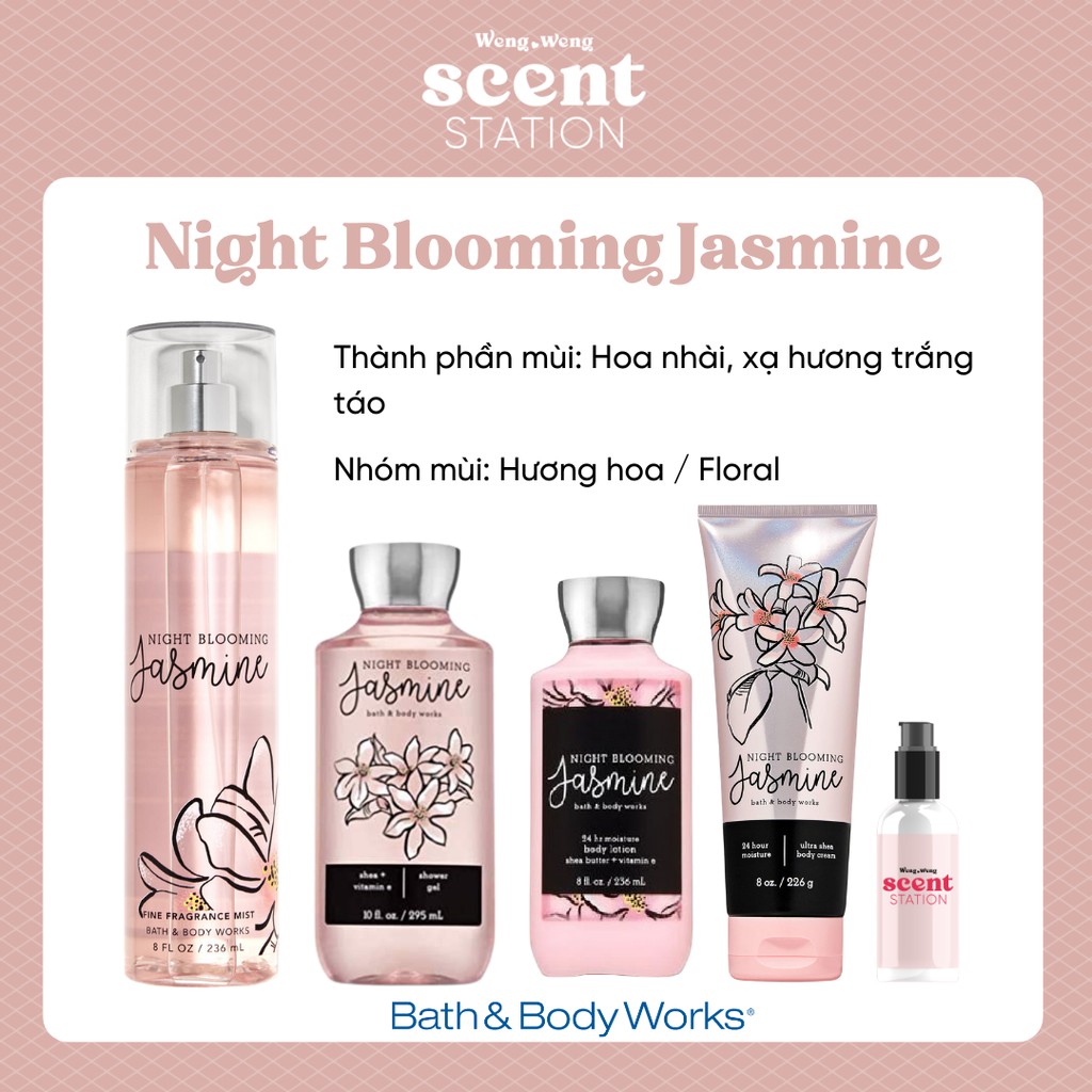 Bộ Sản Phẩm Chăm Sóc Cơ Thể Toàn Diện BBW mùi Night Blooming Jasmine