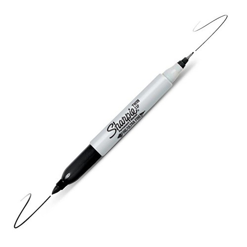 Bút lông dầu 2 ngòi tiện dụng Sharpie Twin Tip - Black (Màu đen)