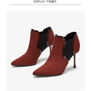 [Có sẵn 38] Bốt da lộn Daphne gót nhọn 9cm, đang hết size nhanh