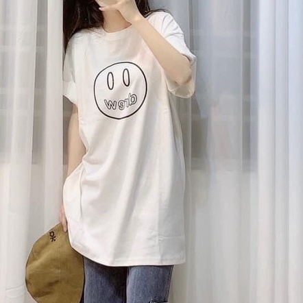 Áo phông tay lỡ unisex form rộng hình Mặt cười Drew_Áo thun tay cộc nam nữ basic, hottrend