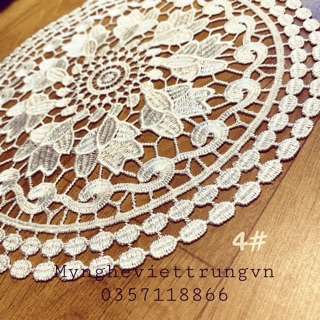 25cm Mã #4 Khăn trang trí hình tròn ren thêu tinh tế