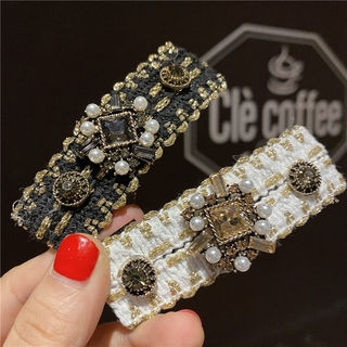 Kẹp tóc vải đính đá thiết kế xinh xắn cho nữ