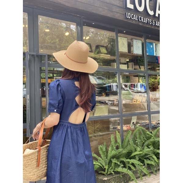 𝐃𝐞𝐧𝐢𝐦 𝐃𝐫𝐞𝐬𝐬 𝟎𝟏- Đầm Denim Xoắn Khoét Lưng