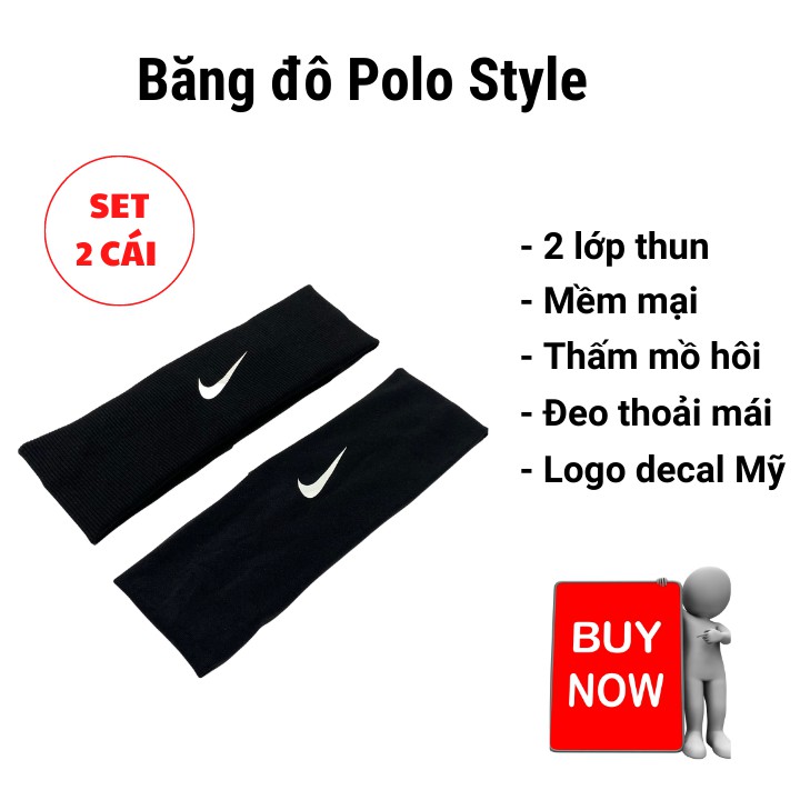 Băng đô 2 lớp Polo Style thời trang, mịn, êm, đeo thoải mái, thấm mồ hôi