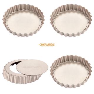 Set 4 khuôn làm bánh trứng chef made wk9022-4 mini đáy rời 4 inch không dính