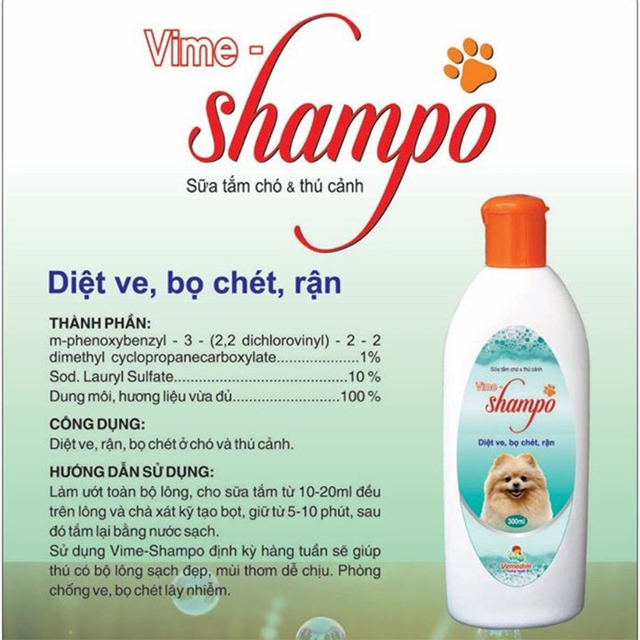 Vime Shampoo 300ml xà bông tăm ve cho chó