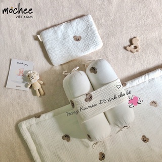 Set Mochee Gấu Thêu Ủ Choàng Cho Bé