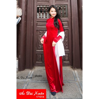 Áo dài nhung đỏ trơn - 171014