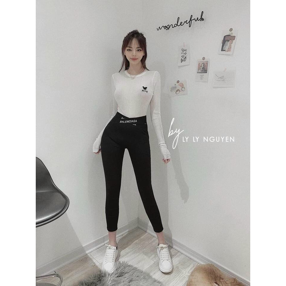Quần legging nữ cạp cao dài nâng mông BALEN đen co giãn gen bụng vải dày Umi ôm body