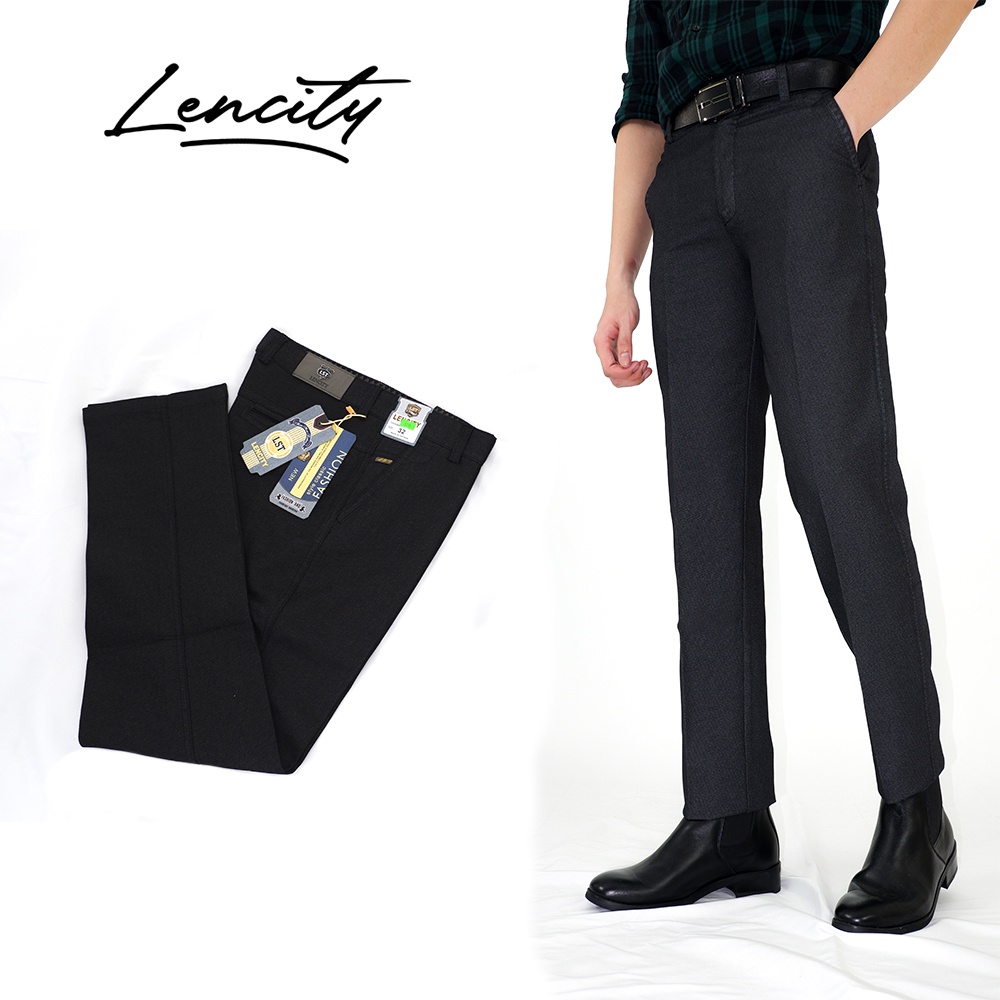 Quần Kaki Nam LENCITY Dáng Âu Màu Đen Sáng Cao Cấp Siêu Nhẹ Phong Cách Công Sở BIG SIZE, Slimfit Pants 5270LTC4