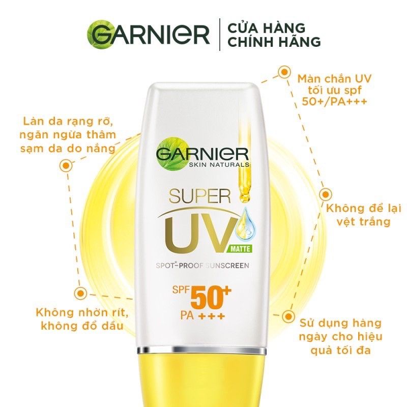 (15ml) - Kem chống nắng kiềm dầu Garnier Light Complete Super UV Matte