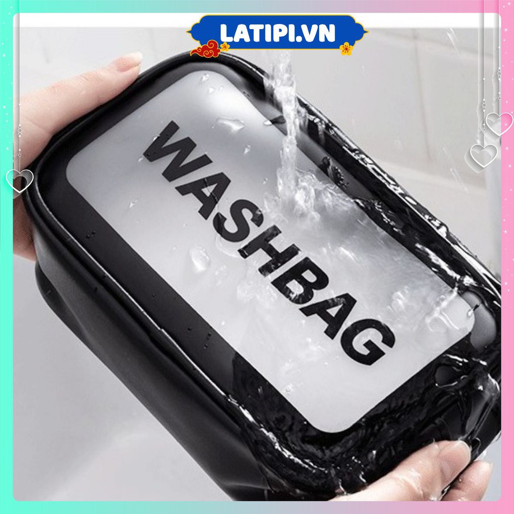 Túi Đựng Mỹ Phẩm Đi Du Lịch Cá Nhân Chống Thấm Nước Washbag Trong Suốt Size M 26cm TD262