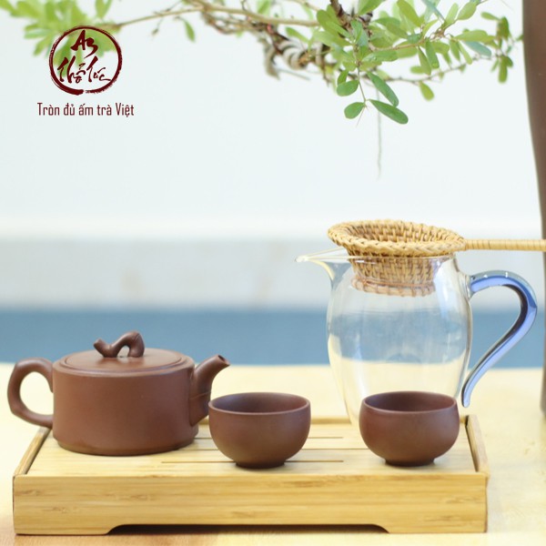 Bộ trà An Thổ Túc cho người mới chơi trà - Bộ trà Bát Tràng (Ấm, chén, khay, tống, lọc trà)