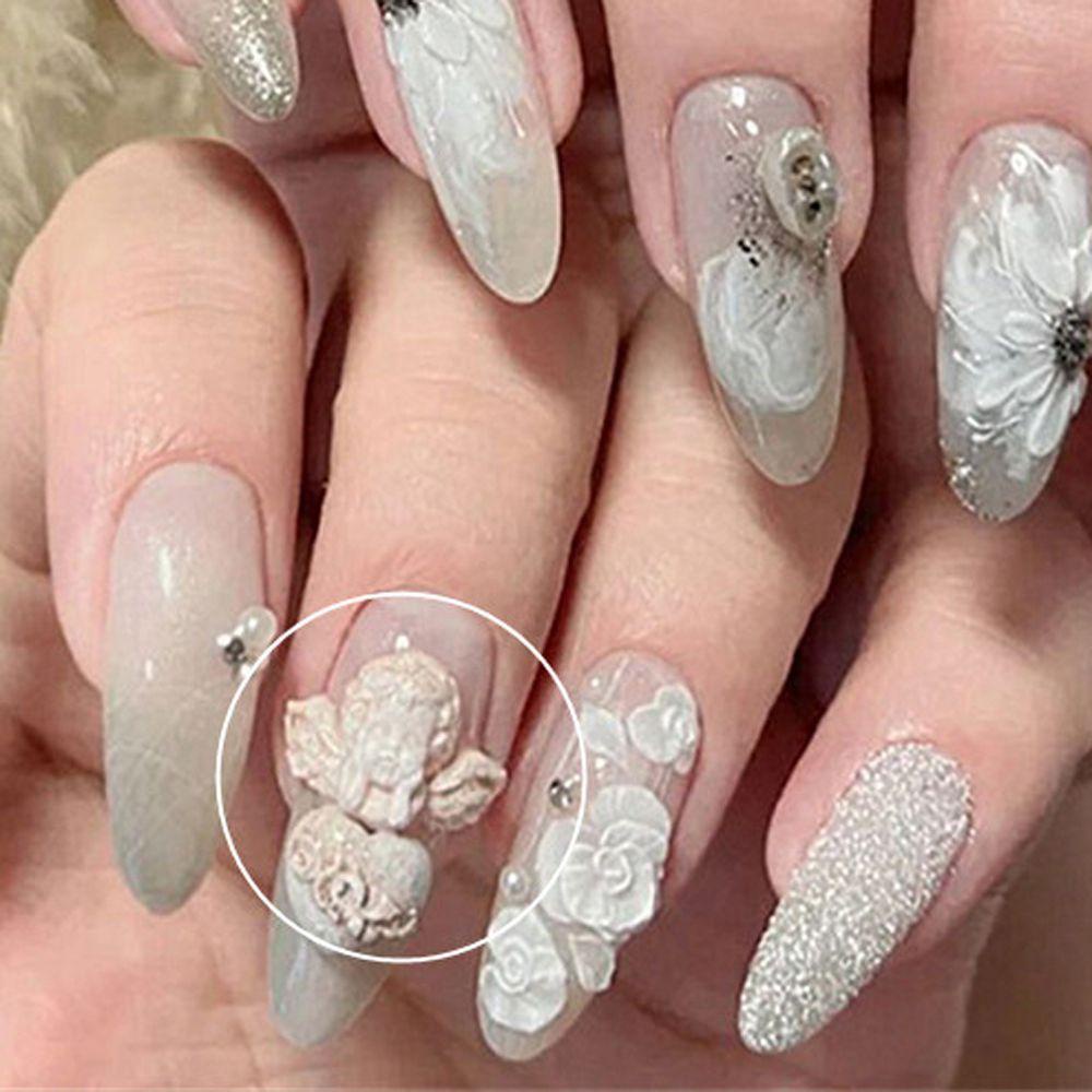 Khuôn Silicone Chạm Khắc Hình Thiên Thần 3D Phong Cách Gothic Trang Trí Móng Tay