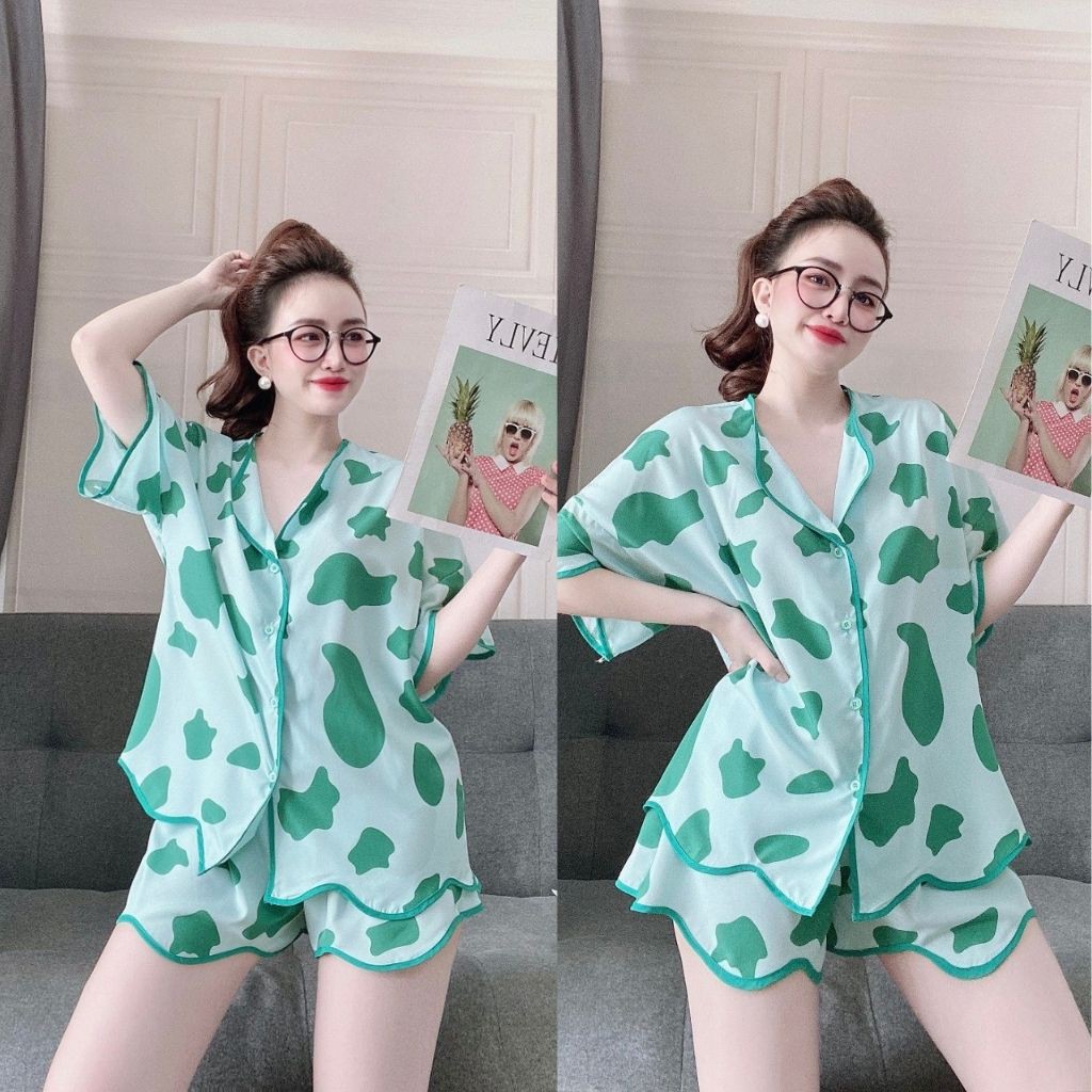 Đồ ngủ bò sữa, Đồ ngủ sexy lụa Satin cao cấp mềm mại xinh xắn Bigsize 75Kg | BigBuy360 - bigbuy360.vn