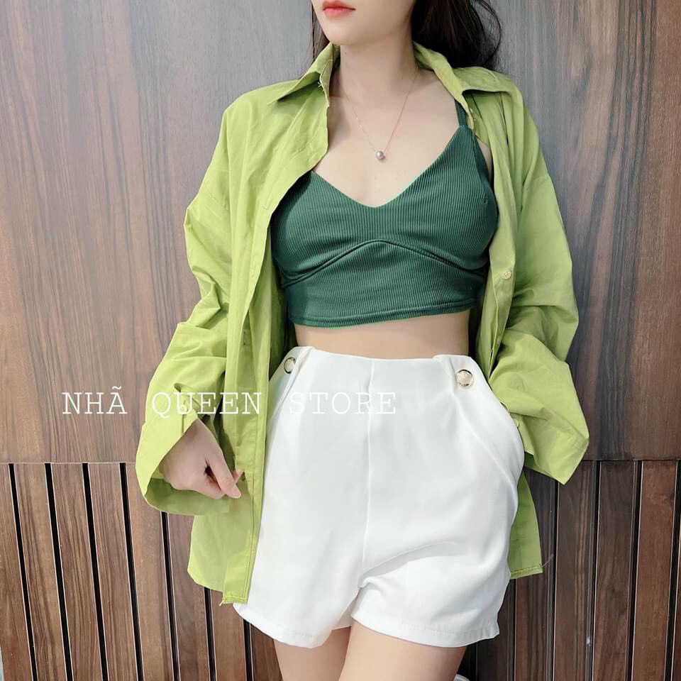 Set 3 món áo dây khoác ngoài phối quần short xịn sò xinh dã man