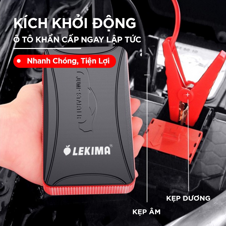 Kích bình ô tô, bộ kích nổ ô tô LEKIMA LJS300, kích acquy ô tô với công suất lớn, dòng phóng mạnh, kiêm pin sạc dự phòng