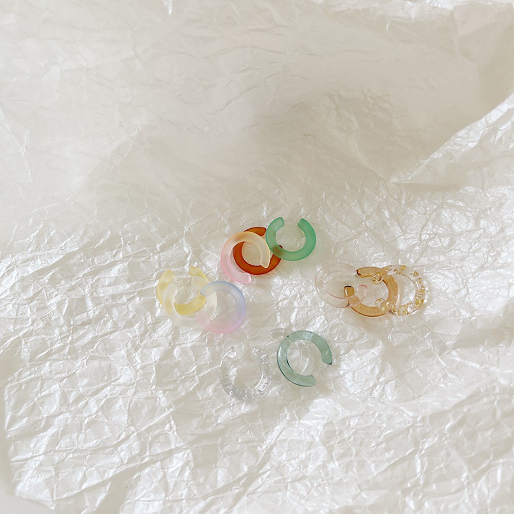 Bộ 3 Khuyên Tai Kẹp Vành Tai Bằng Nhựa Resin Trong Suốt Màu Kẹo Phong Cách Harajuku Hàn Quốc Dễ Thương Cho Nữ