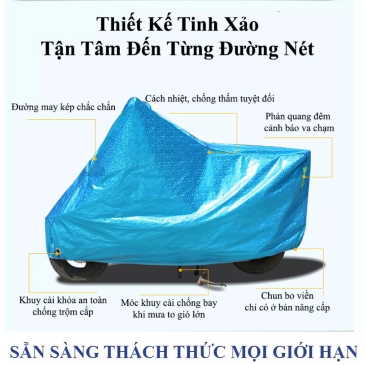 Bạt phủ xe máy che nắng che mưa bảo vệ sơn xe, tránh các tia gây hại cho xe, chống trộm hiệu quả  {SIÊU SALE}