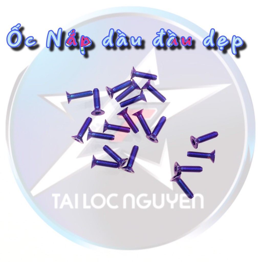 ỐC NẮP DẦU 4LI TÍM TITANIUM VÀ XANH NGỌC